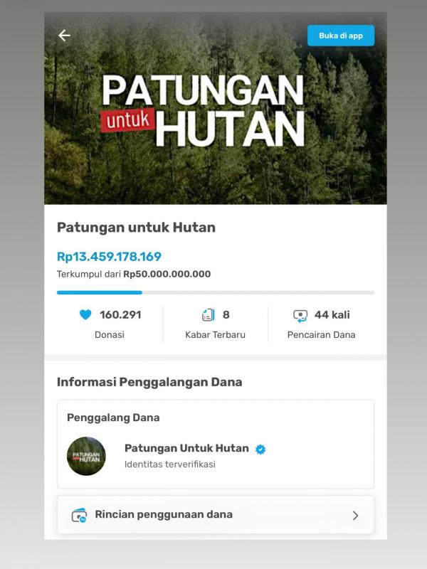 Patungan Untuk Hutan by Ferry Irwandi tembus Rp13,45 miliar. (Foto: Instagram)