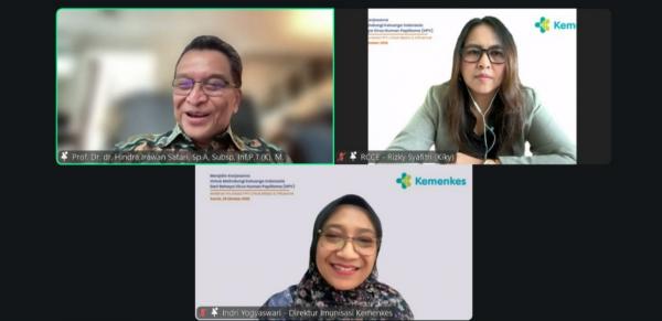 Temu Media Kemenkes membahas seputar virus dan imunisasi HPV. (Foto: Tangkapan layar Zoom)