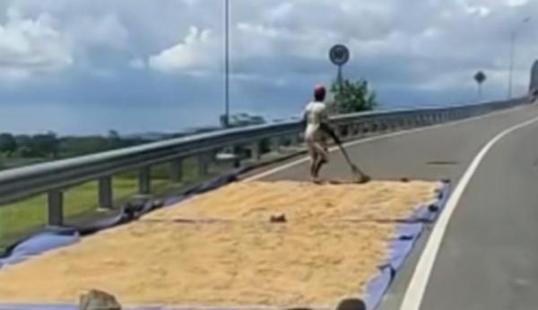 Viral Aksi Petani Jemur Padi di Flyover Bikin Netizen Penasaran Lokasinya