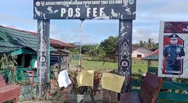 Palang Pos TNI, Warga FEF Tegas Tolak Kehadiran Pasukan Yonif RK 762 VYS betugas di Tambrauw