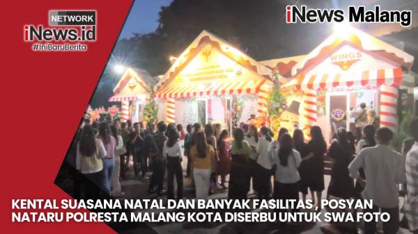 Kental Suasana Natal, Jemaat Natal Antusias ber-swafoto di Pos Pelayanan Nataru Polresta Malang Kota