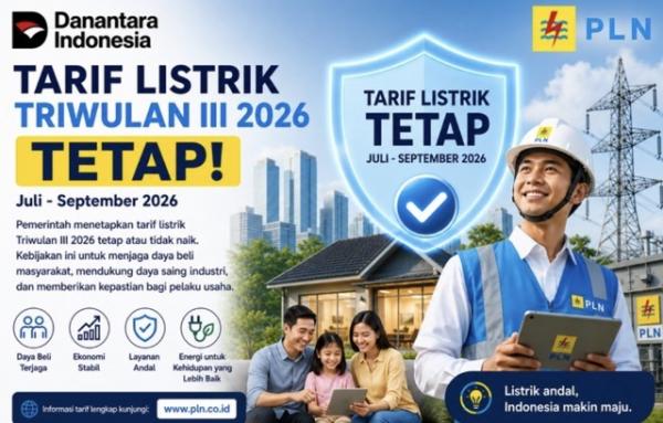 Tarif Listrik Juli–September 2026 Dipastikan Tetap, Pemerintah Jaga Daya Beli dan Stabilitas Ekonomi