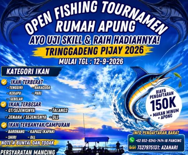 Pemancing Merapat! Open Fishing Tournament Pidie Jaya Siapkan Hadiah Jutaan Rupiah