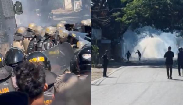 Ricuh Konstatering Lahan di Kompleks Aditarina Manggala, Polisi Lepaskan Gas Air Mata