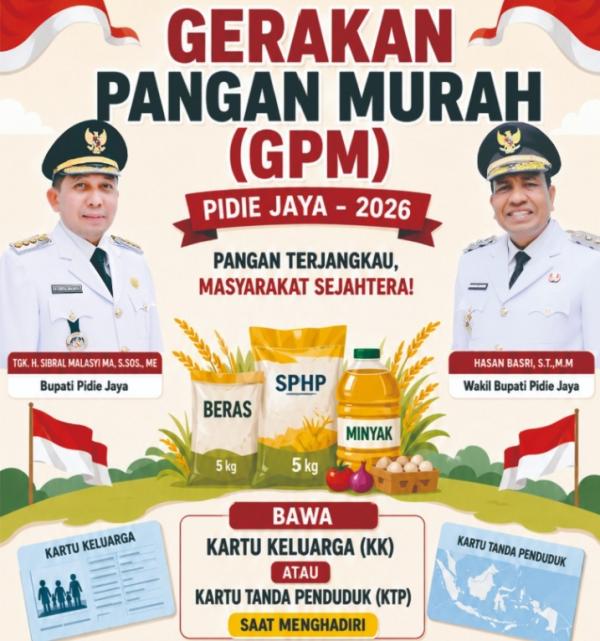 Pemkab Pidie Jaya Gelar Gerakan Pangan Murah di 8 Kecamatan, Stabilkan Harga Pangan