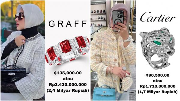 Fantastis, 7 Cincin Luxury Syahrini Total Harganya Rp72,6 Miliar   