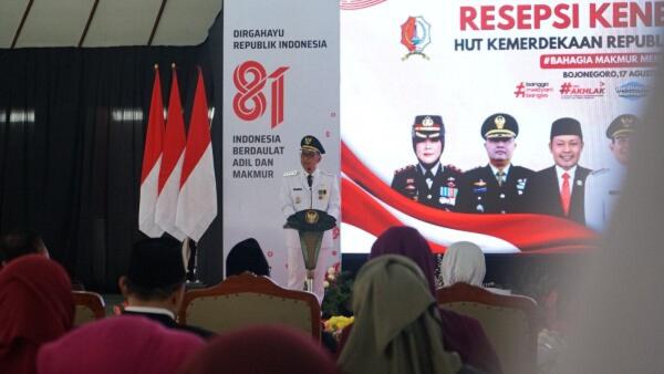 Dari Pendopo Malowopati, Bupati Bojonegoro Ikuti Resepsi HUT RI di Istana Negara Secara Daring