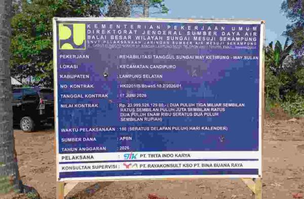 Proyek Tanggul Way Ketibung–Way Sulan Capai 60 Persen, Ditarget Rampung Tepat Waktu
