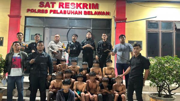 Tim Macan Polres Pelabuhan Belawan Tangkap 13 Pemuda Diduga Geng Motor, Sita Sajam dan Ketapel