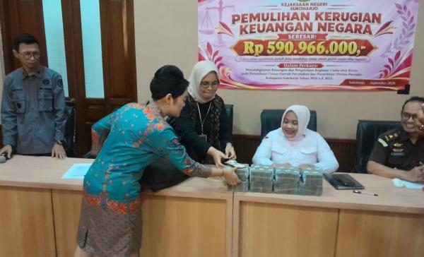 Kasus Korupsi Percada, Kejari Sukoharjo Eksekusi Rp590,9 Juta dari Terpidana HP