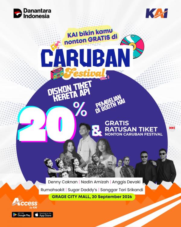 KAI Tebar Diskon 20 Persen di Caruban Festival, Beli Tiket Kereta Dapat Bonus Tiket Nonton