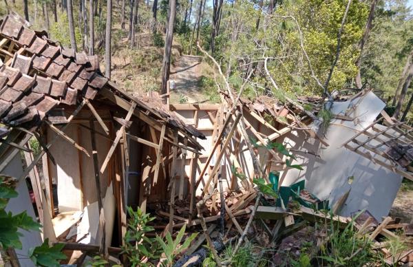 Bangunan Posyandu di Ngrayun Ponorogo Rusak Parah Tertimpa Pohon Pinus