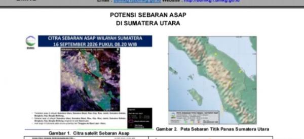 BMKG Deteksi Asap Selimuti Sumut, Kualitas Udara Masuk Kategori Tidak Sehat
