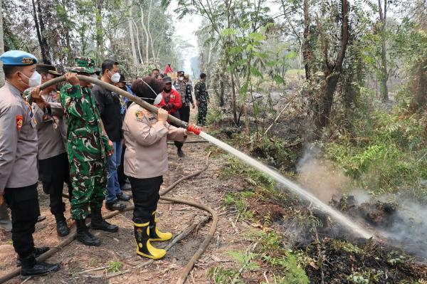 Kapolres Kapuas Pimpin Langsung Pemadaman Karhutla Di Basarang