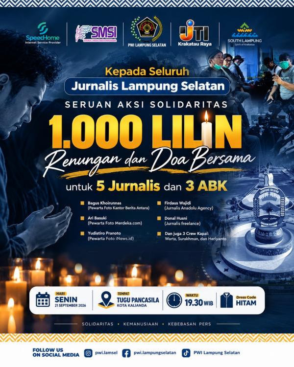 Lilin Solidaritas untuk 5 Jurnalis dan 3 ABK Arupadhatu 1 Akan Menyala di Lamsel