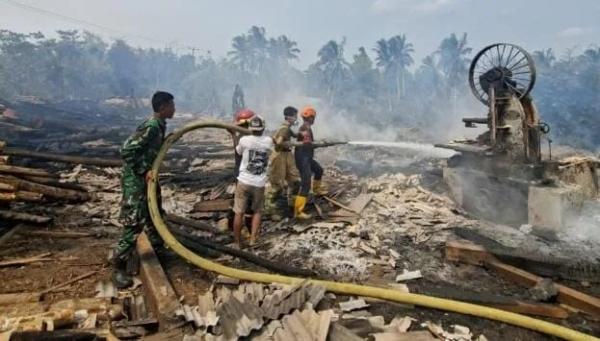 Kebakaran Hebat, Panglong Kayu di Cimanggu Pandeglang Dilalap Api