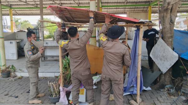 Tak Tunggu Lama, Satpol PP Pringsewu Bongkar Gubuk Liar di Rest Area Wates