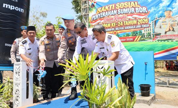 Sumur Bor Bidpropam Polda Jateng Bantu Warga Mloyo Sukoharjo Hadapi Kemarau