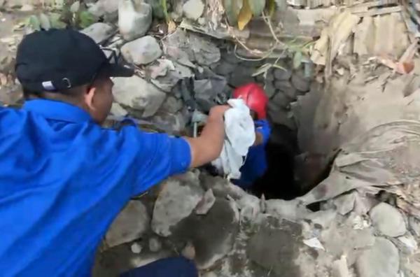 Menegangkan! Anjing Terjebak 2 Hari di Sumur, Petugas Damkar Sempat Digigit