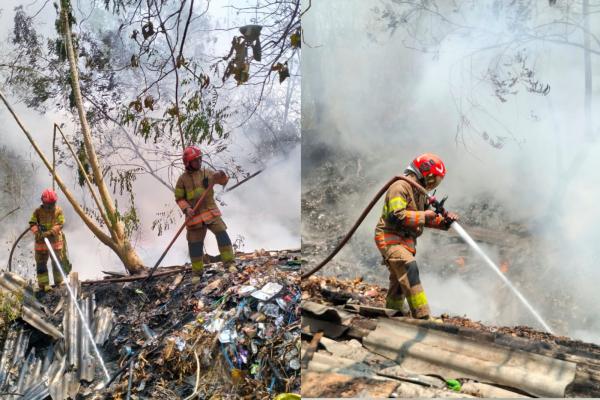 Pembakaran Sampah Picu Kebakaran Lahan di Belakang SMP-SMA Kalitidu Bojonegoro