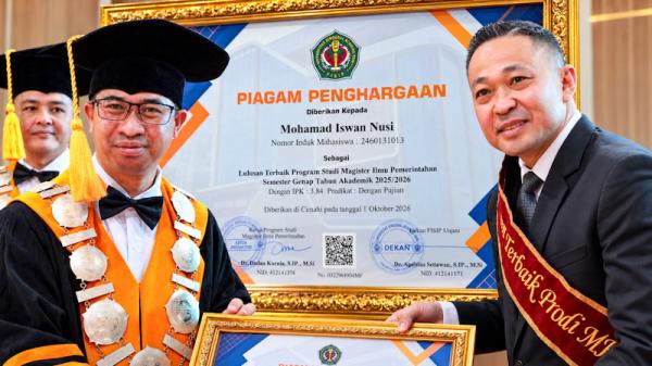 Brigjen TNI Mohamad Iswan Nusi Raih Dua Penghargaan, Lulusan Terbaik Magister FISIP Unjani