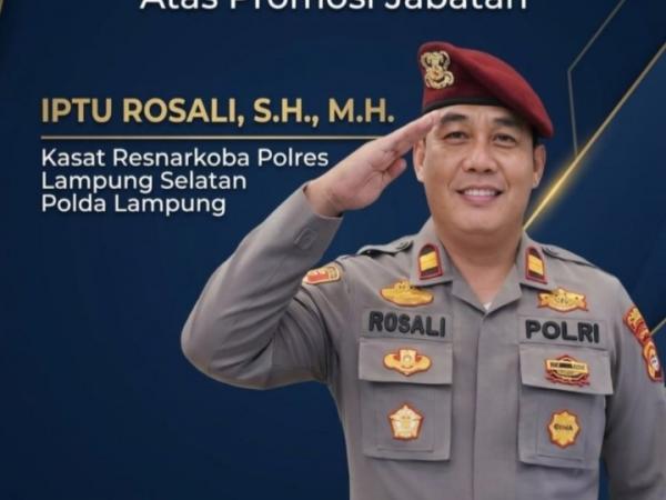 Promosi Jabatan! Iptu Rosali Jadi Kasat Resnarkoba Polres Lampung Selatan