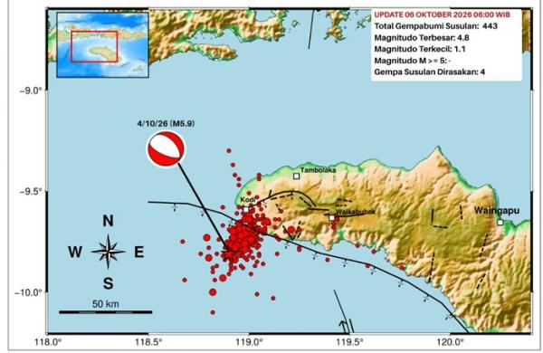 Terjadi 443 Gempa Susulan, Warga Sumba Barat Daya Masih Waspada Pasca Gempa Kodi M5,9,