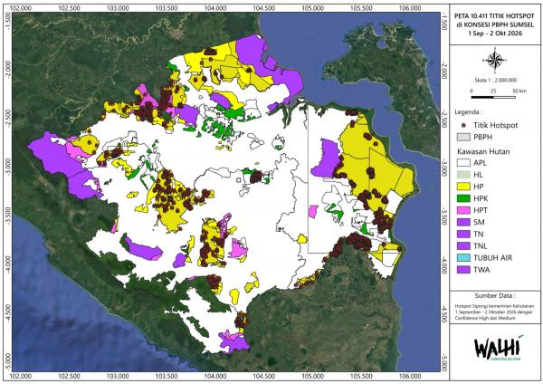 Sumsel masih Jadi Lumbung Asap, WALHI Ungkap Daftar Perusahaan Penyumbang Hotspot