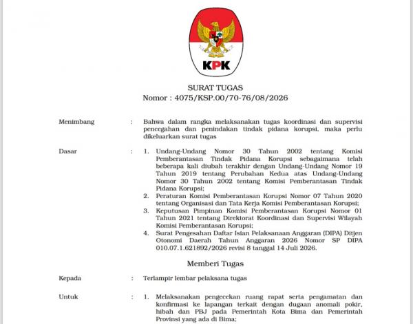 KPK Dalami Dugaan Anomali Pengadaan Barang dan Jasa Pemprov NTB di Pulau Sumbawa