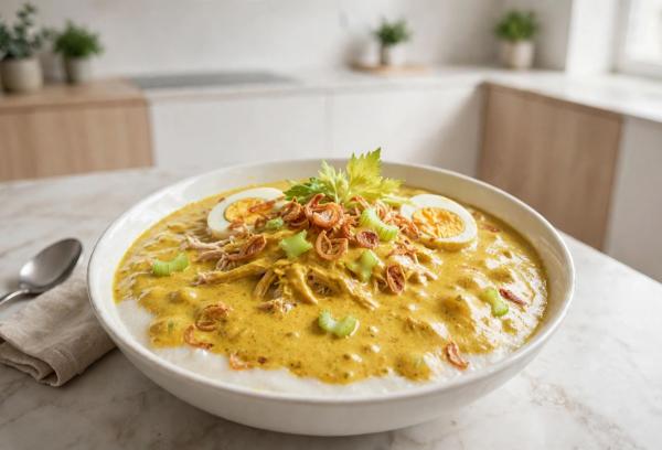 Inspirasi Menu Sarapan Berbeda, Cobain Resep Bubur Kuah Opor Ayam