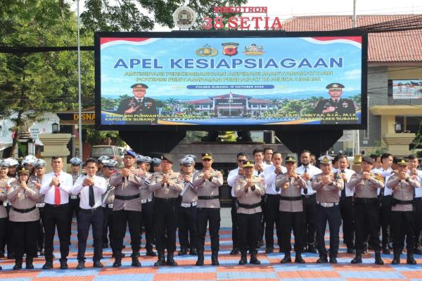 Jelang Dua Tahun Pemerintahan Prabowo, Polres Subang Gelar Apel Kesiapsiagaan Kamtibmas