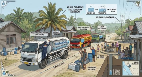 Pasangkayu Dilanda Kekeringan Parah, BPBD Kerahkan Semua Armada Pasok Air Bersih
