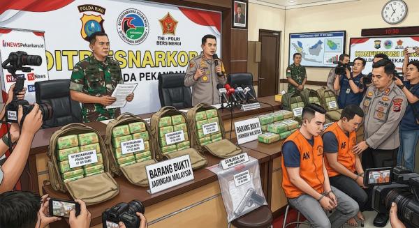 Polda Riau Tangkap Dua Kurir 47 Kg Sabu, Satu Pelaku Oknum TNI Aktif