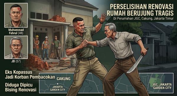 Eks Anggota Kopassus Dibacok Tetangga di Cakung, Dipicu Bising Renovasi Rumah