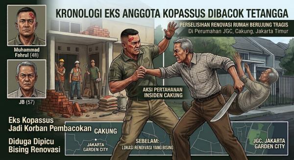 Kronologi Lengkap Cekcok Bising Renovasi Rumah Berujung Pembacokan Eks Kopassus di Cakung