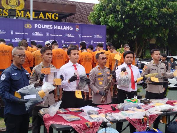 Ungkap 273 Kasus dalam 12 Hari, Polres Malang Amankan 129 Tersangka