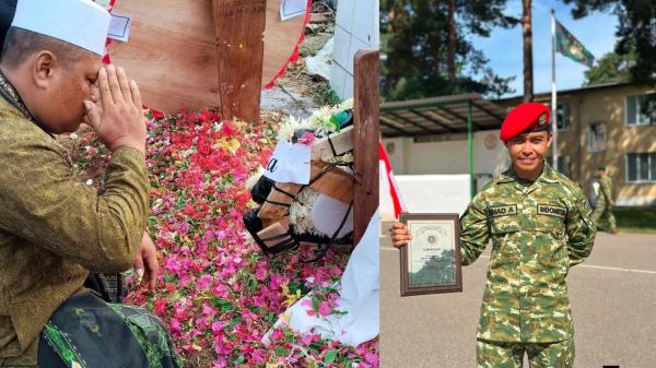 Potret Ketegaran Mayor Inf Triyana Saat Berikan Penghormatan Terakhir bagi Putranya di TMP Sorong