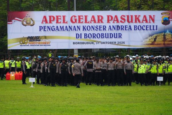 Polda Jateng Kerahkan 3.707 Personel Gabungan Amankan Konser Andrea Bocelli di Borobudur Magelang