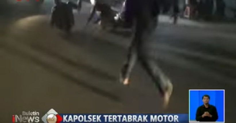 Detik-Detik Kapolsek Kertapati Ditabrak Pengendara Motor Terobos Razia