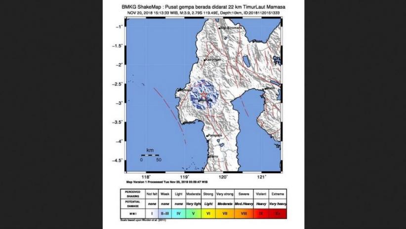 Sepanjang Selasa Ini, Wilayah Mamasa Diguncang 14 Kali Gempa