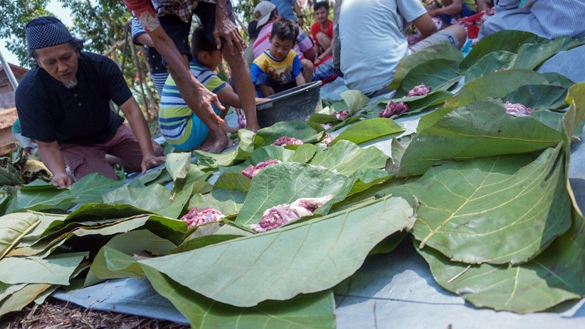 Warga Jateng Gunakan Daun Jati Gantikan Plastik untuk Bungkus Daging Kurban - Bagian 1