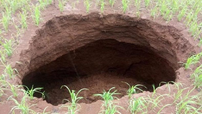 Sinkhole di Lahan Pertanian Gunungkidul Kembali Muncul