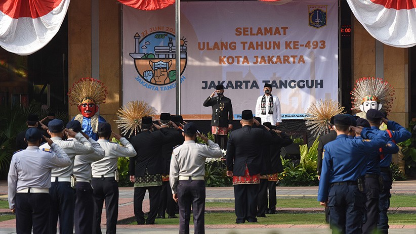 Upacara HUT ke-493 Jakarta Terapkan Protokol Kesehatan Covid-19 - Bagian 4