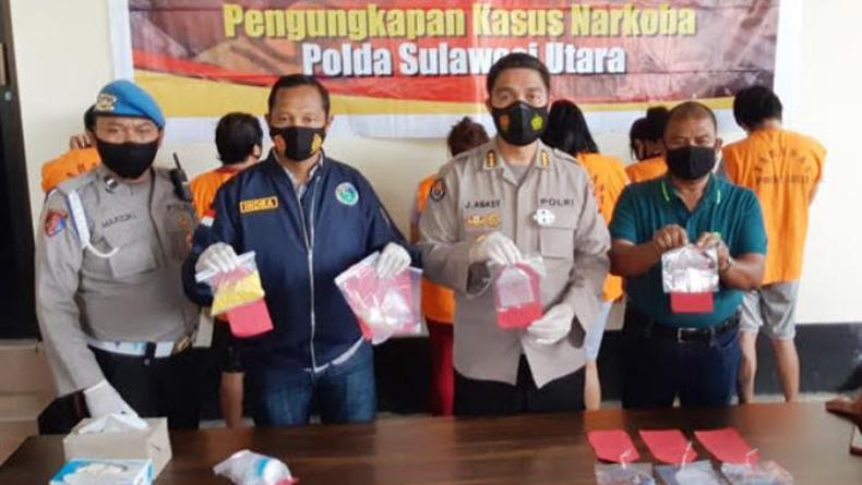Polda Sulut Bongkar Kasus Sabu, Obat Keras dan Miras, 7 Orang Jadi Tersangka