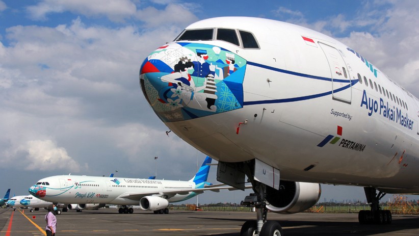 Penampakan Pesawat Garuda Indonesia Pakai Masker - Bagian 1