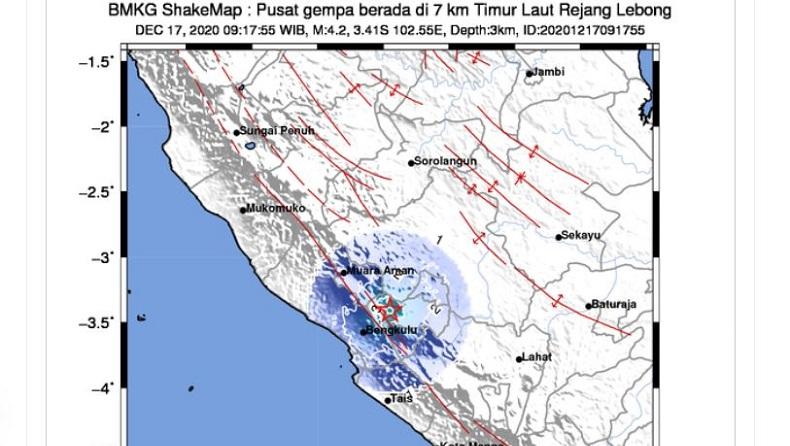 Gempa Bumi Hari Ini M4,2 Guncang Rejang Lebong, Tidak Berpotensi Tsunami
