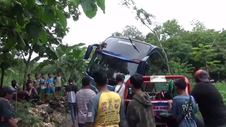 Andalkan Google Maps, Bus Terperosok ke Sawah saat Menuju Pantai Indrayanti