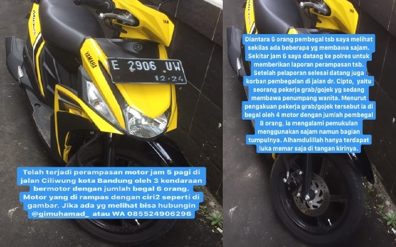 Pemuda Dibegal di Jalan Ciliwung Bandung, 6 Pelaku Bawa Kabur Motor Korban