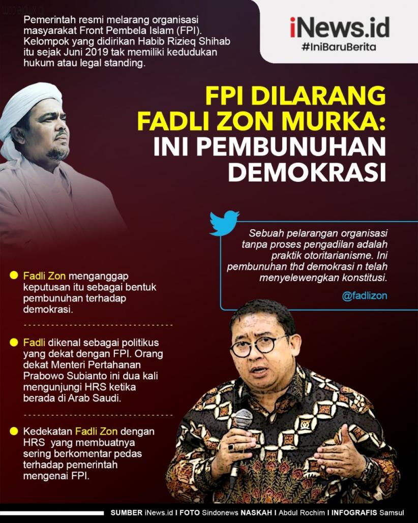 Infografis Fadli Zon Kecam Pelarangan FPI