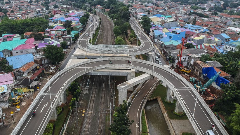 Penampakan dari Udara Fly Over Tapal Kuda Lenteng Agung Mulai Diuji Coba - Bagian 1